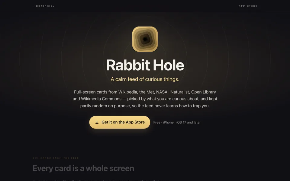 Snímek webu: Rabbit Hole