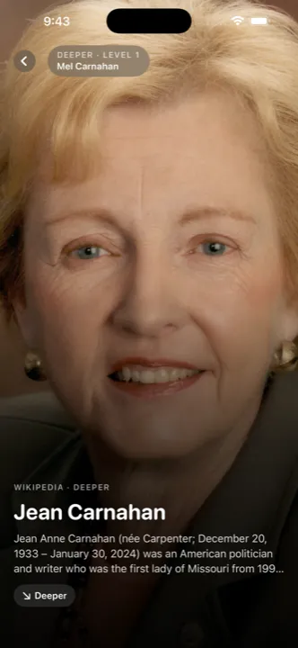 Deeper, level one: a related card about Jean Carnahan