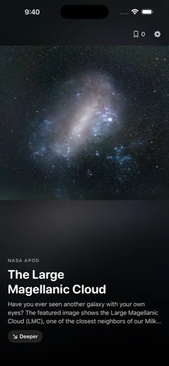 A NASA picture of the day card: the Large Magellanic Cloud