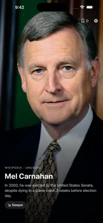 A Wikipedia card about Mel Carnahan